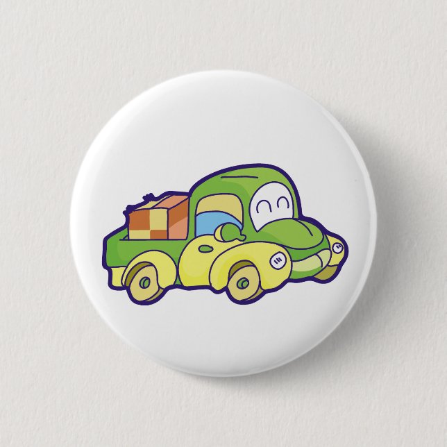 Green Pickup Truck 6 Cm Round Badge (Front)