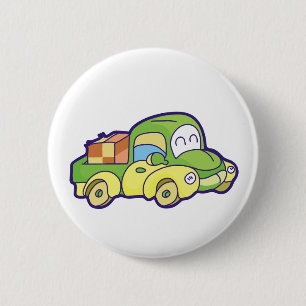 Green Pickup Truck 6 Cm Round Badge