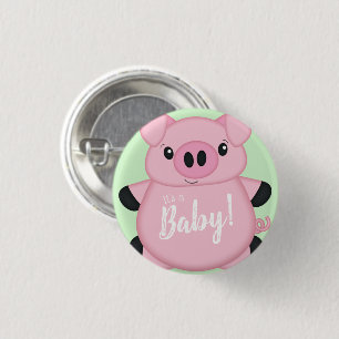 Green Pig Baby Shower 3 Cm Round Badge