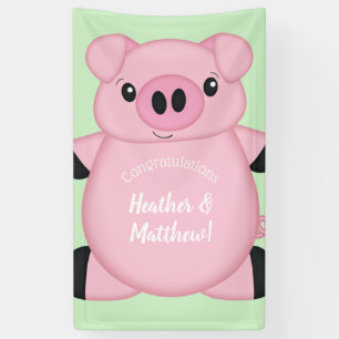 Green Pig Baby Shower Banner