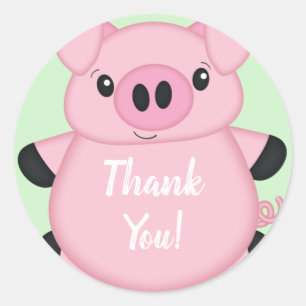 Green Pig Baby Shower Classic Round Sticker
