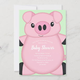 Green Pig Baby Shower Invitation
