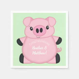 Green Pig Baby Shower Napkin