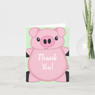 Green Pig Baby Shower Thank You Card