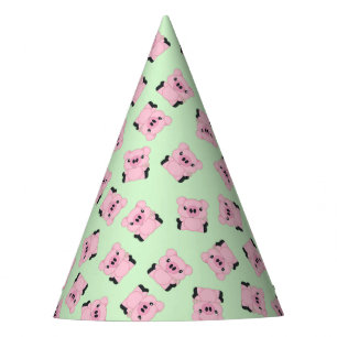 Green Pig Birthday Party Hat