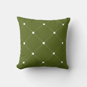 Green Pillow with White Geometrical Pattern
