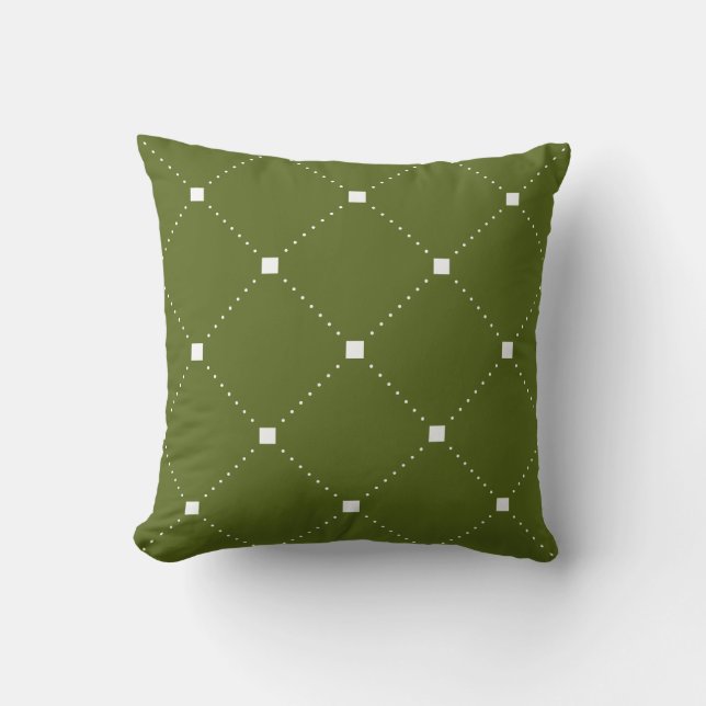 Green Pillow with White Geometrical Pattern (Front)