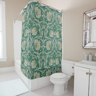 Green pimpernel,William Morris,art nouveau Shower Curtain