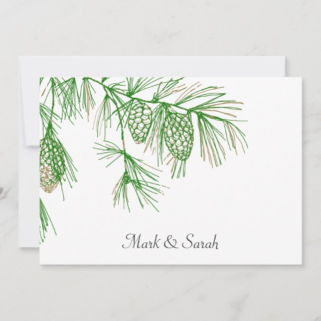 Green Pine Boughs  Wedding Invitation (Front)