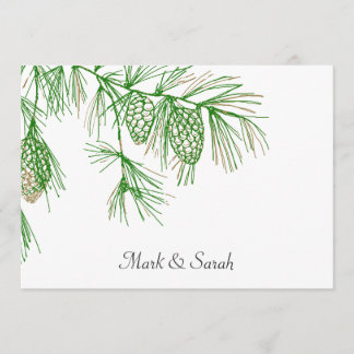 Green Pine Boughs Wedding Invitation
