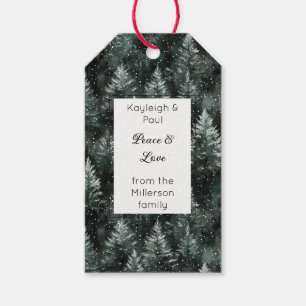 Green Pine Christmas Trees Rectangle Gift Tags