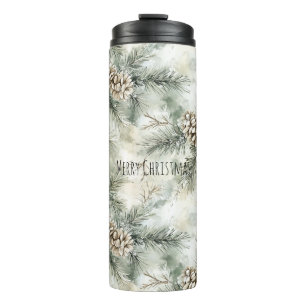 Green Pine Cones Christmas Thermal Tumbler