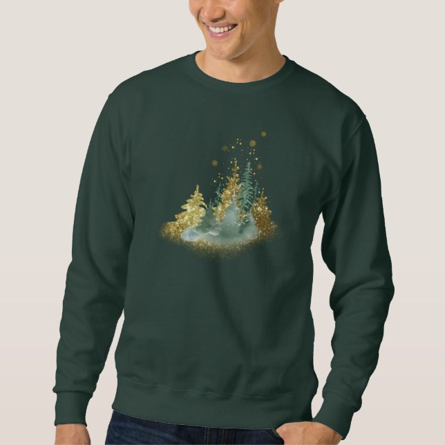 Green Pine Forest Holiday Sweatshirt (Front)