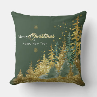 Green Pine Forest Merry Christmas Cushion
