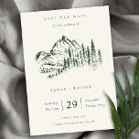 Green Pine Mountain Sketch Save The Date Card<br><div class="desc">For any further customisation or any other matching items,  please feel free to contact me at yellowfebstudio@gmail.com</div>