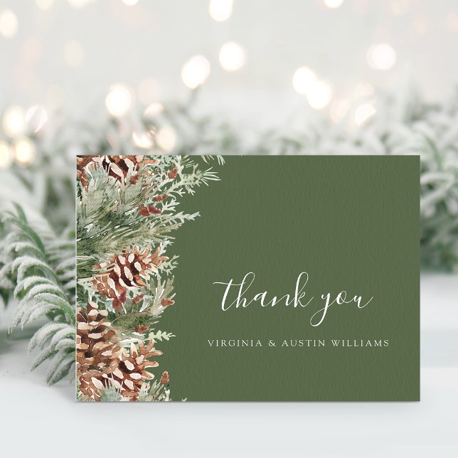 Green Pine Thank You Card (Hunter Green Pine Evergreen Thank You Card by Painted Paperie
)