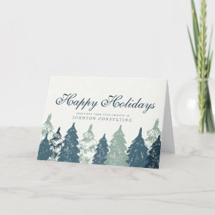 Green Pine Tree Forest   Holiday Greetings Card