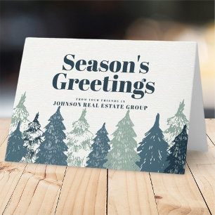 Green Pine Tree Forest Season's Greetings Holiday Card