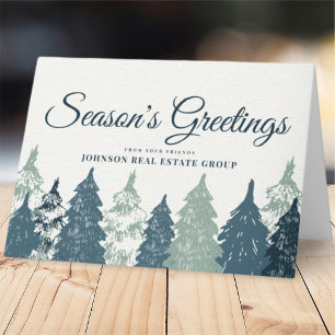 Green Pine Tree Forest Season's Greetings Holiday Card