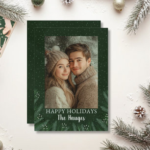 Green Pine Tree Happy Holidays Holiday Card