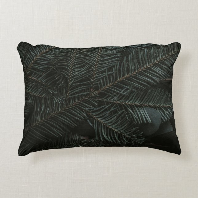 Green pine tree leaves decorative cushion (Front)