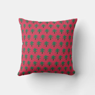 Green Pine Tree Red 16” Cushion