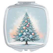 Green Pine Tree & Snowflakes | Blue Orange Coral