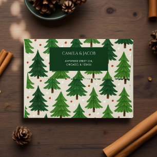 Green Pine Trees Botanical Holiday Pretty Elegant Envelope