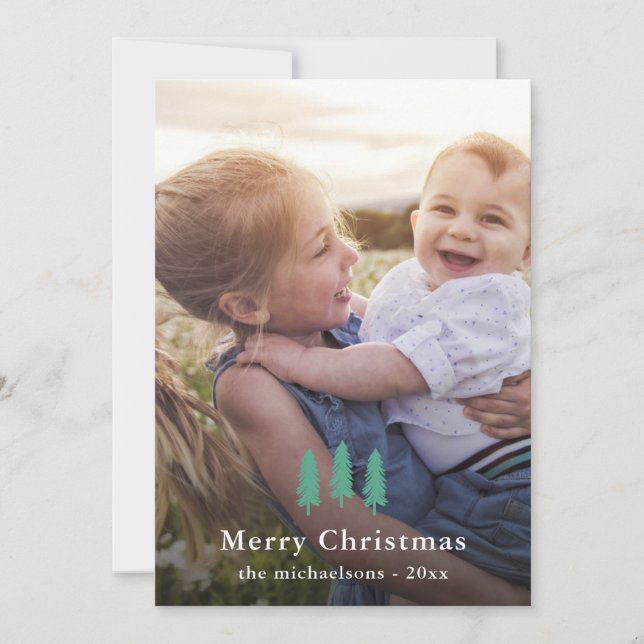 Green Pine Trees Christmas Print Photo Holiday (Front)