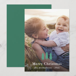 Green Pine Trees Christmas Print Photo Holiday Card