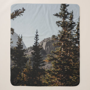 GREEN PINE TREES NEAR MOUNTAIN DURING DAYTIME SHERPA BLANKET