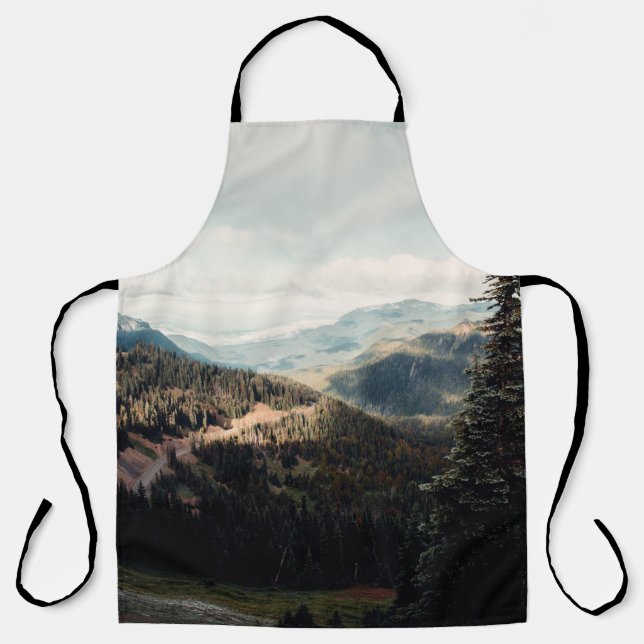 GREEN PINE TREES ON MOUNTAIN UNDER WHITE CLOUDS DU APRON (Front)