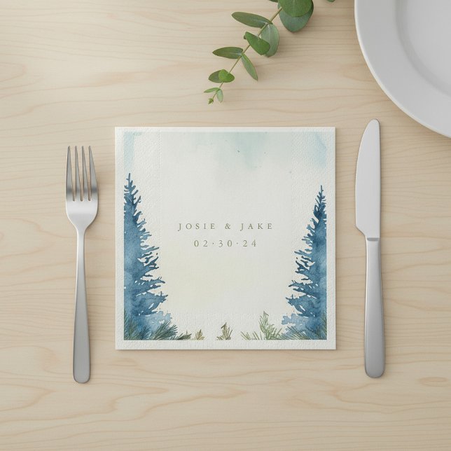 Green pine trees wedding napkin (Creator Uploaded)