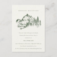 Green Pine Woods Mountain Sketch Wedding Reception