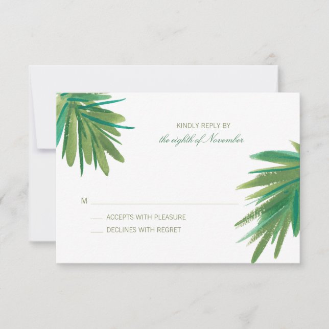 Green Pine Woods Watercolor | Wedding RSVP (Front)