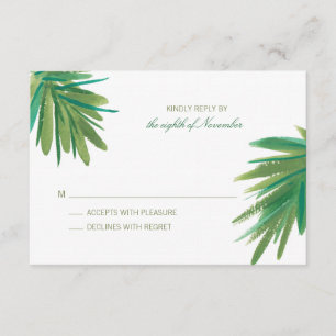 Green Pine Woods Watercolor Wedding RSVP Card