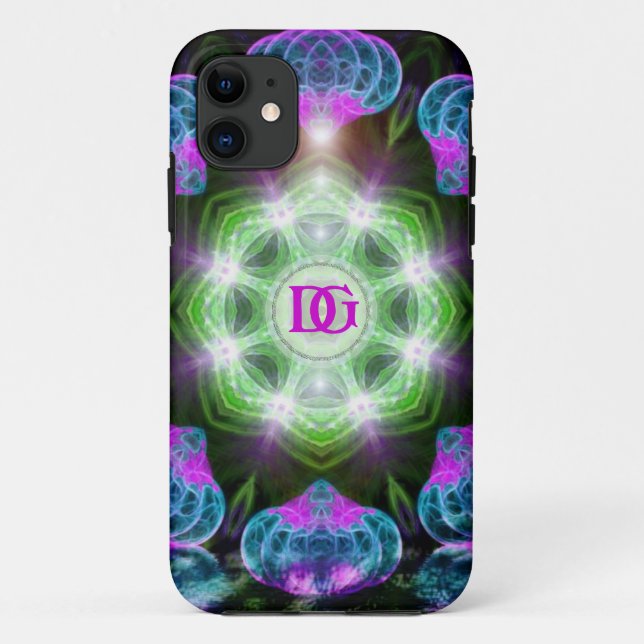 Green Pink Blue Ferris Wheel Fractal Art Custom Case-Mate iPhone Case (Back)