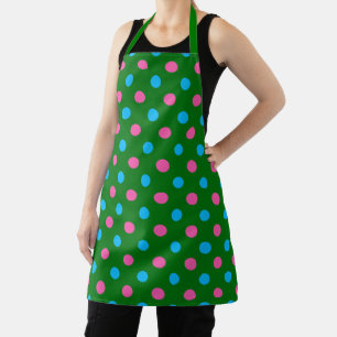 Green Pink Blue Polka Dot Pattern Apron