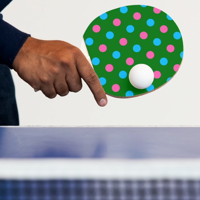Green Pink Blue Polka Dot Pattern Ping Pong Paddle (Insitu)