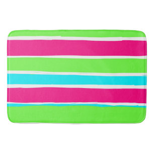 Green Pink Blue Stripes Bath Mat