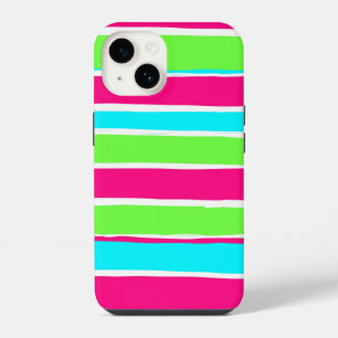 Green Pink Blue Stripes iPhone 14 Case