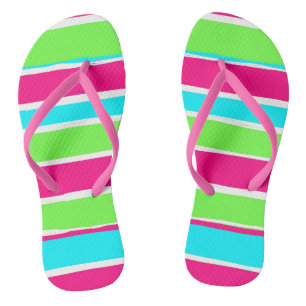 Green Pink Blue Stripes Jandals