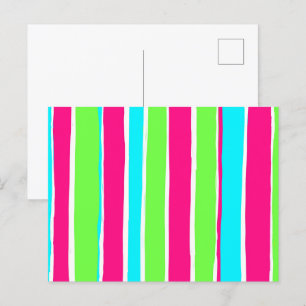 Green Pink Blue Stripes Postcard
