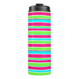 Green Pink Blue Stripes Thermal Tumbler
