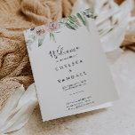 Green Pink Blush Floral Folded Wedding  Program Programme<br><div class="desc">This green pink blush floral folded wedding program is perfect for a rustic wedding. The design features elegant watercolor dusty pink roses and green foliage,  neatly assembled into beautiful bouquets. 

Include a quote or short message,  order of service,  wedding party and thank you message.</div>