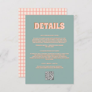 Green Pink Bold Bright Funky Groovy Wedding Detail Enclosure Card