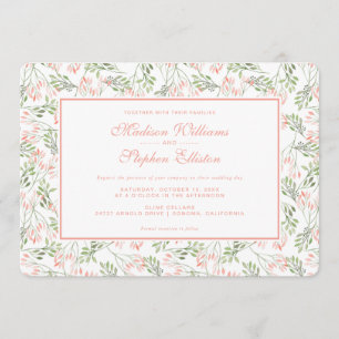 Green & Pink Botanical Watercolor - Wedding Invitation