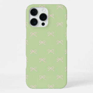 Green Pink Bow Pattern Coquette Girly Spring iPhone 16 Pro Max Case