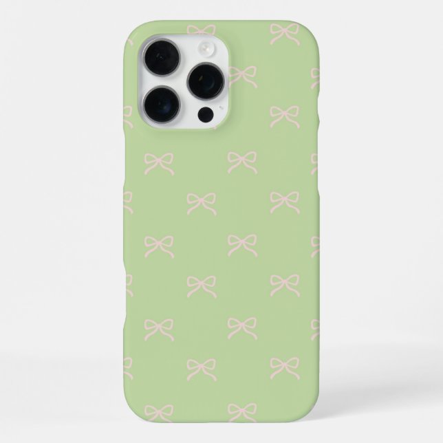 Green Pink Bow Pattern Coquette Girly Spring iPhone Case (Back)