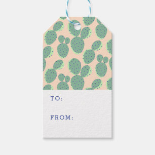 Green & Pink Cactus Pattern Gift Tags